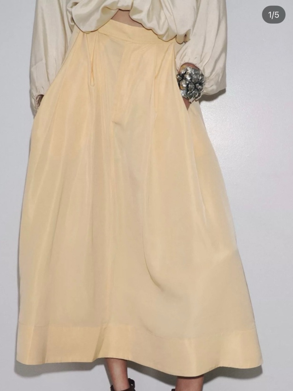 Zara Pale Yellow Midi Skirt
